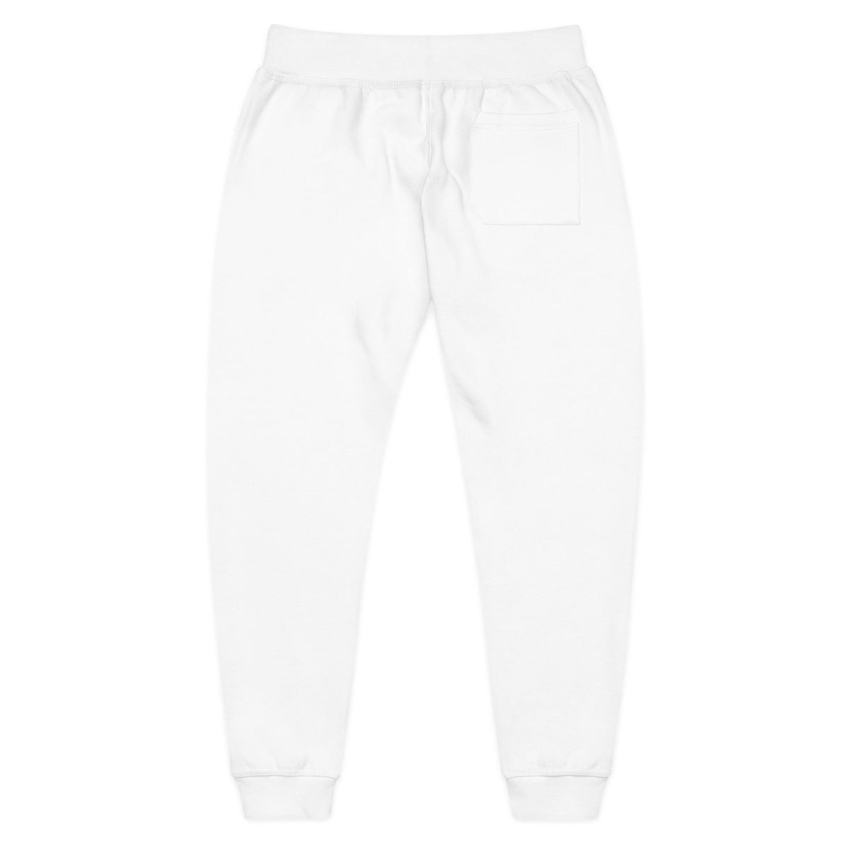 Embroidered Running Dog Fleece Sweatpants — Cozy White Joggers with Colorful Line Art